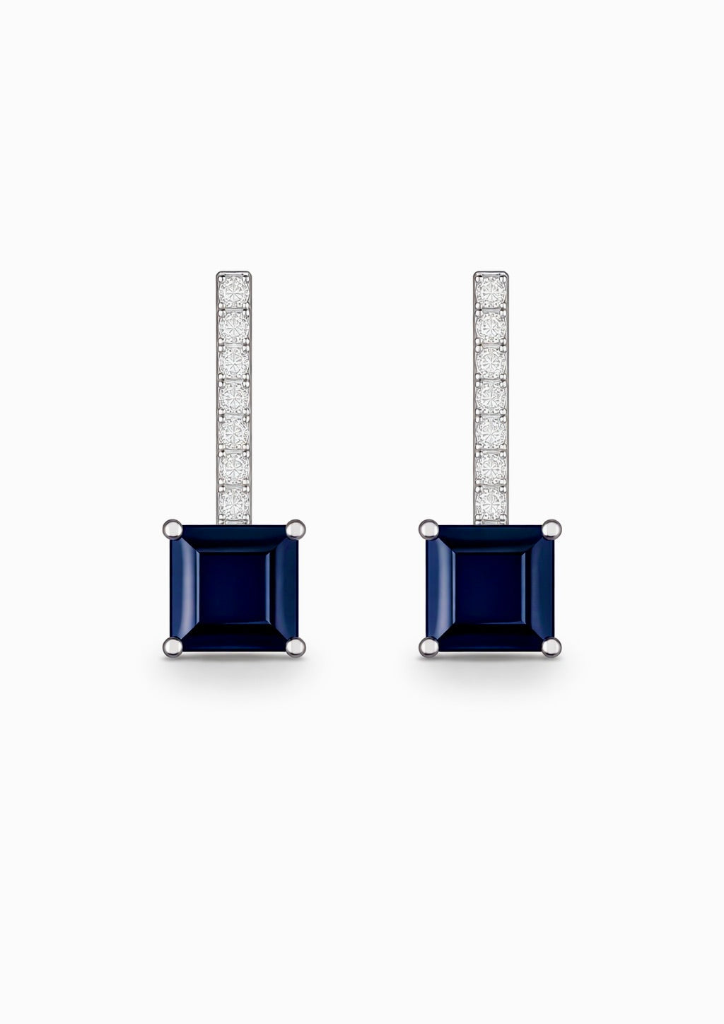 Blue Sapphire Cushion Earrings