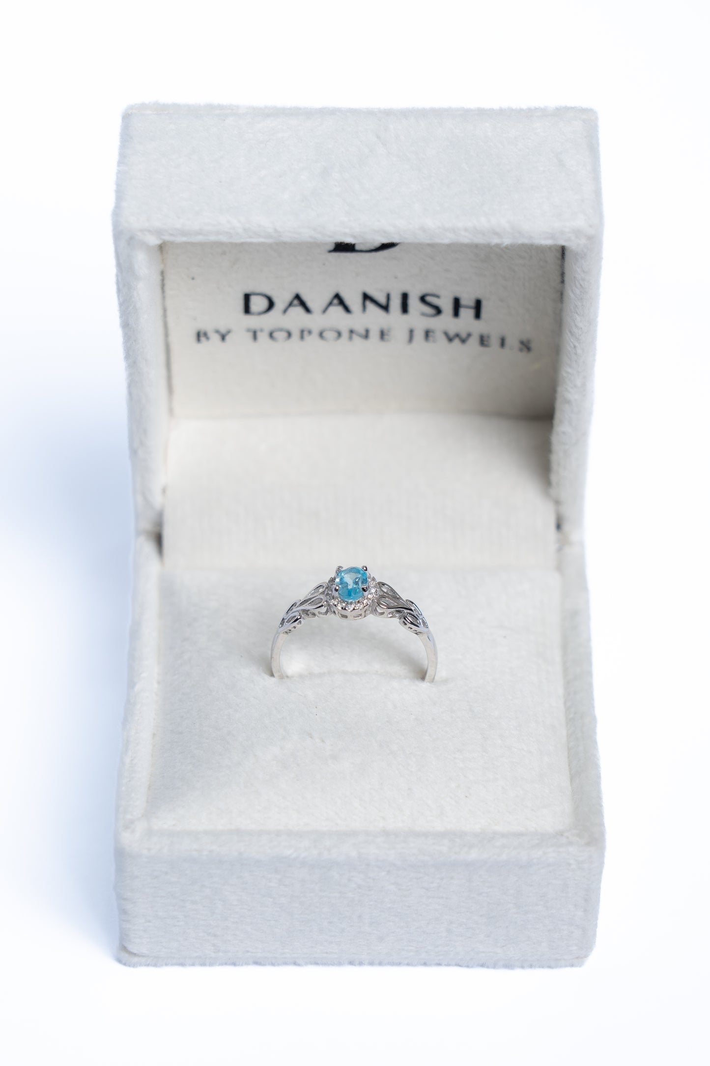 Blue Topaz And Zircon Ring