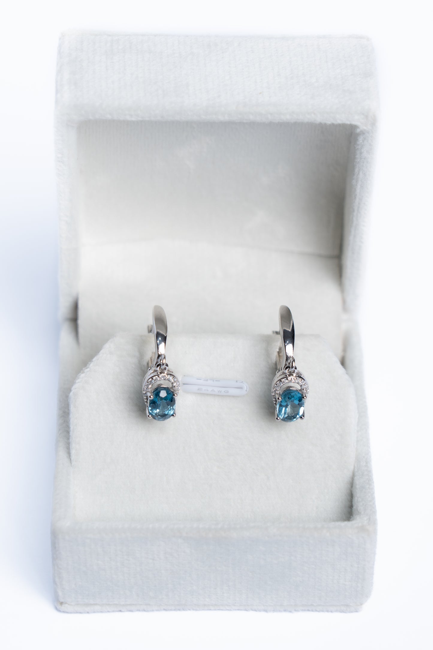 Blue Topaz And Zircon Drop Earrings
