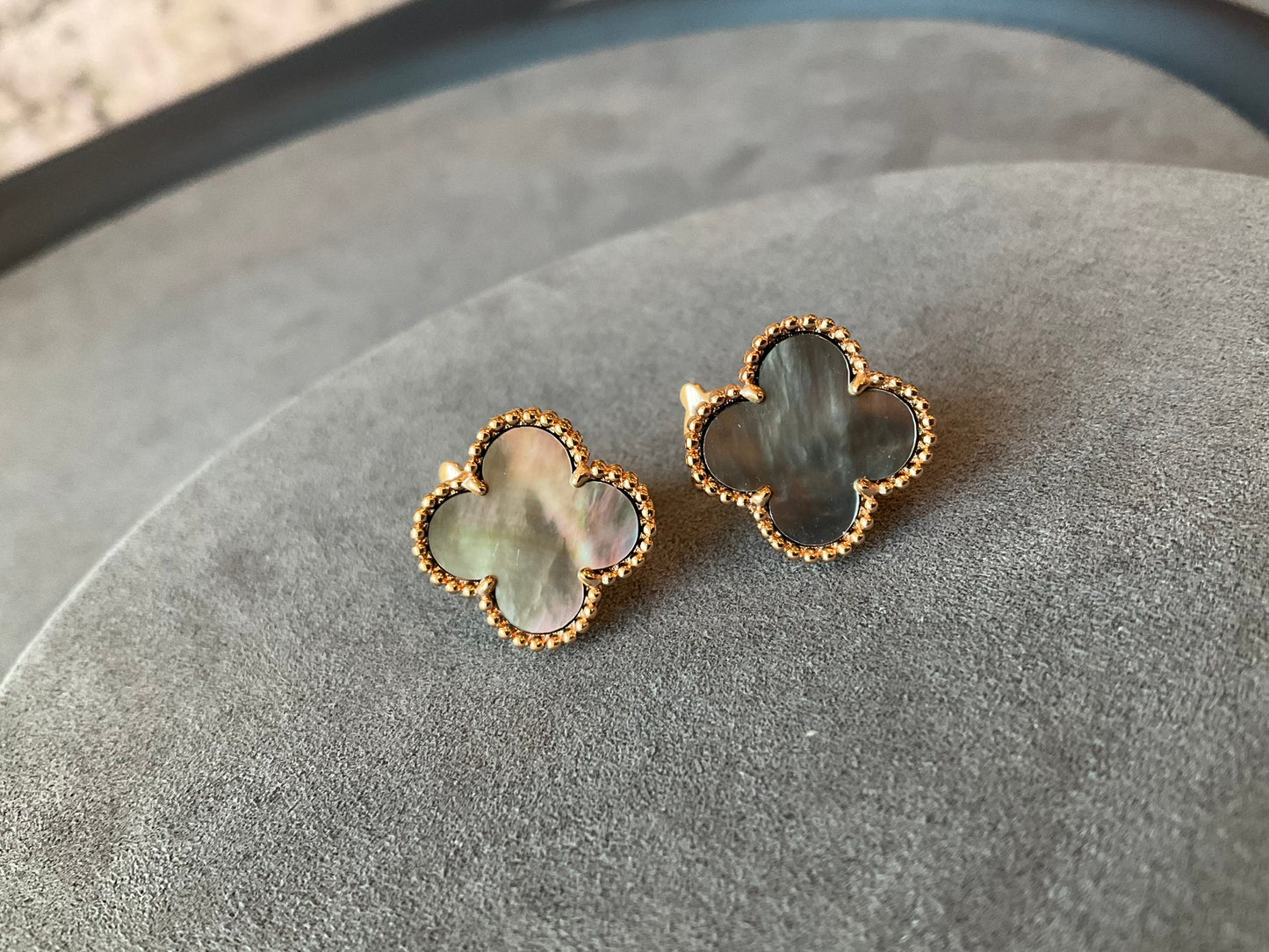 Clover Grey MOP Stud Earrings