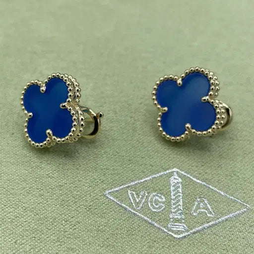 Clover Blue Agate Stud Earrings