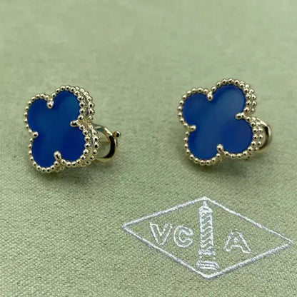 Clover Blue Agate Stud Earrings