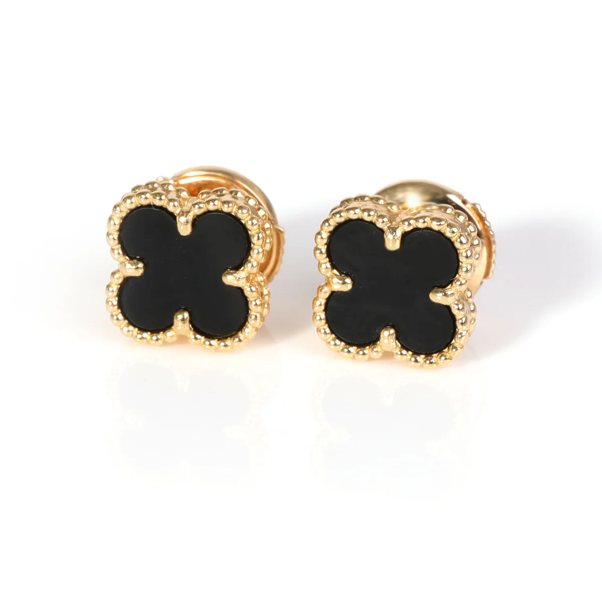 Clover Onyx Stud Earrings