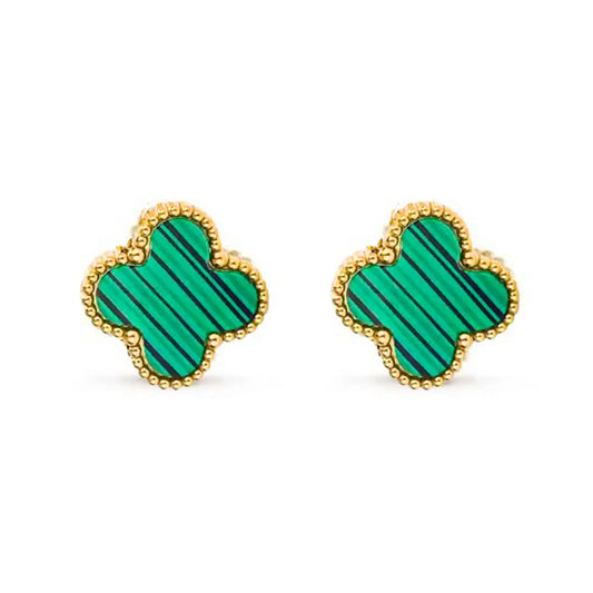 Clover Malachite Stud Earrings