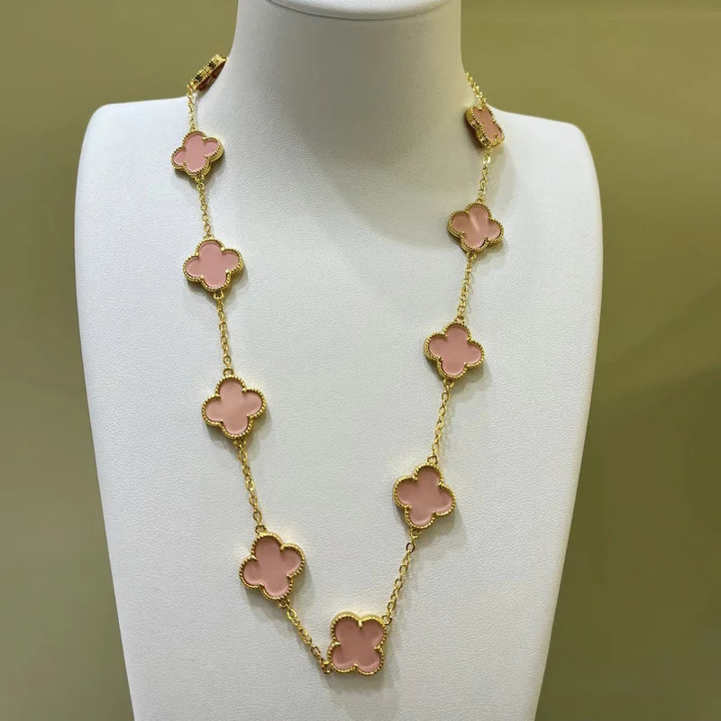 Clovers 10 Motifs Pink Necklace