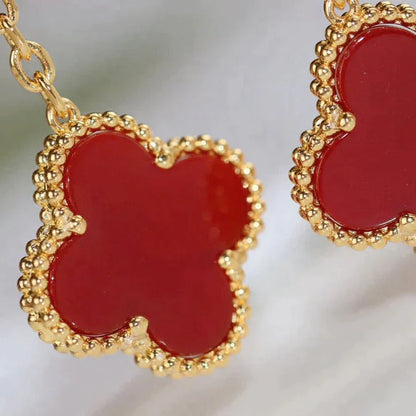 Clover Tiger's Eye and Carnelian 2 Motif Earrings