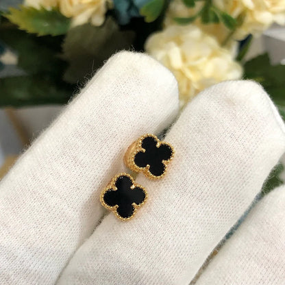 Clover Onyx Stud Earrings