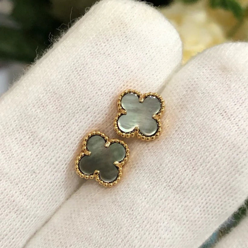 Clover Grey MOP Stud Earrings