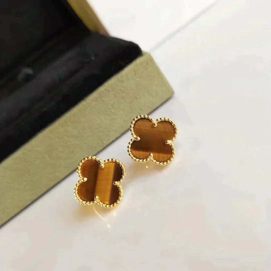 Clover Tiger's Eye Stud Earrings