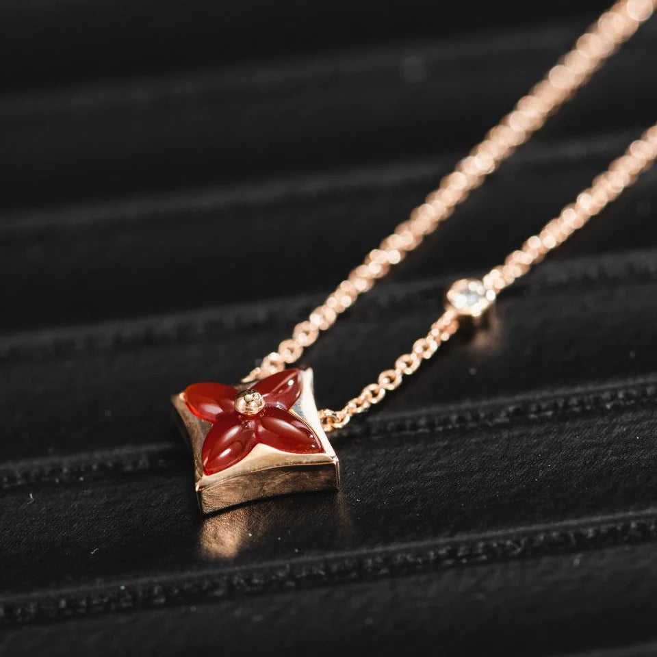 Star Carnelian Diamond Pendant