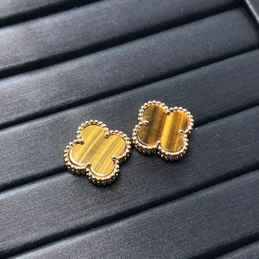 Clover Tiger's Eye Stud Earrings