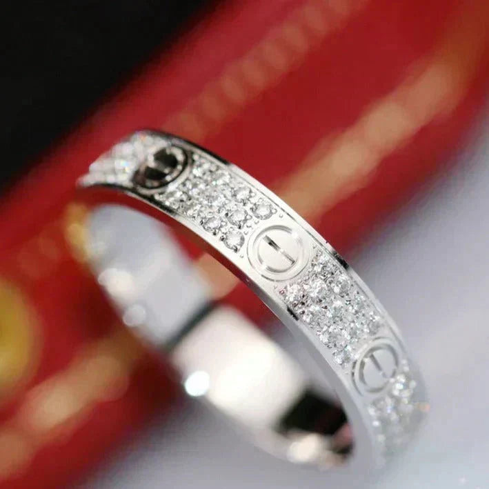 Love 3 Row Diamond Paved Ring