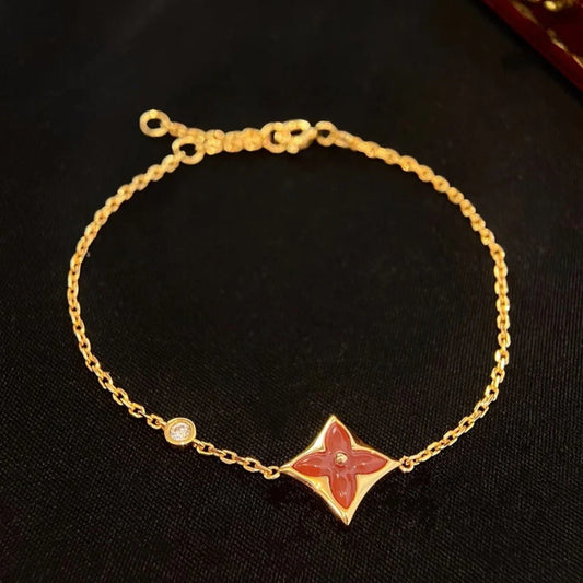 Star 1 Diamond Carnelian Gold Bracelet