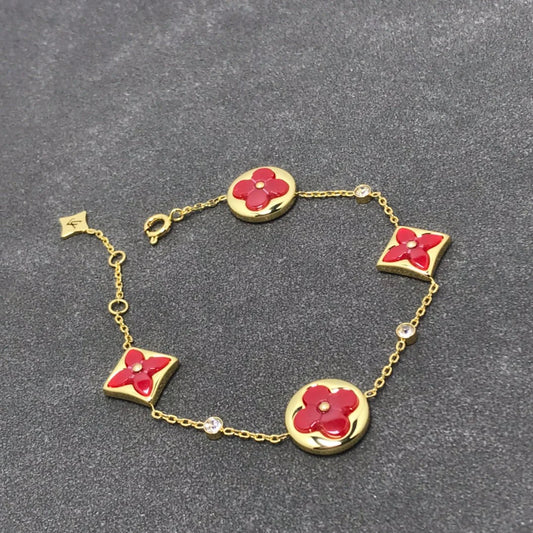 Star and Sun 4 Motif 3 Diamonds Carnelian Bracelet