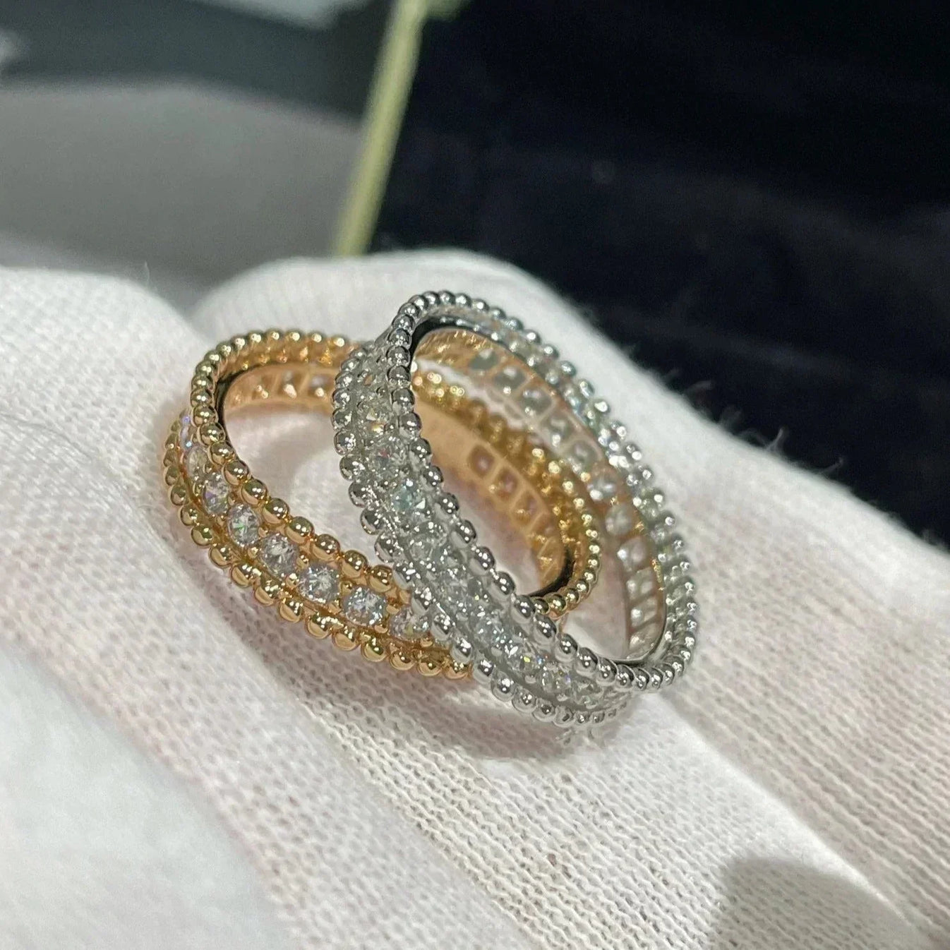 The Perlee diamonds ring (1 row and 3 rows)