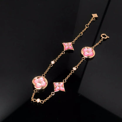 Star and Sun 4 Motifs Pink Bracelet