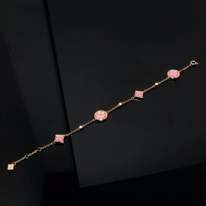 Star and Sun 4 Motifs Pink Bracelet