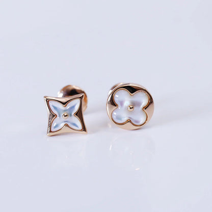 Star and Sun Gold Stud Earrings