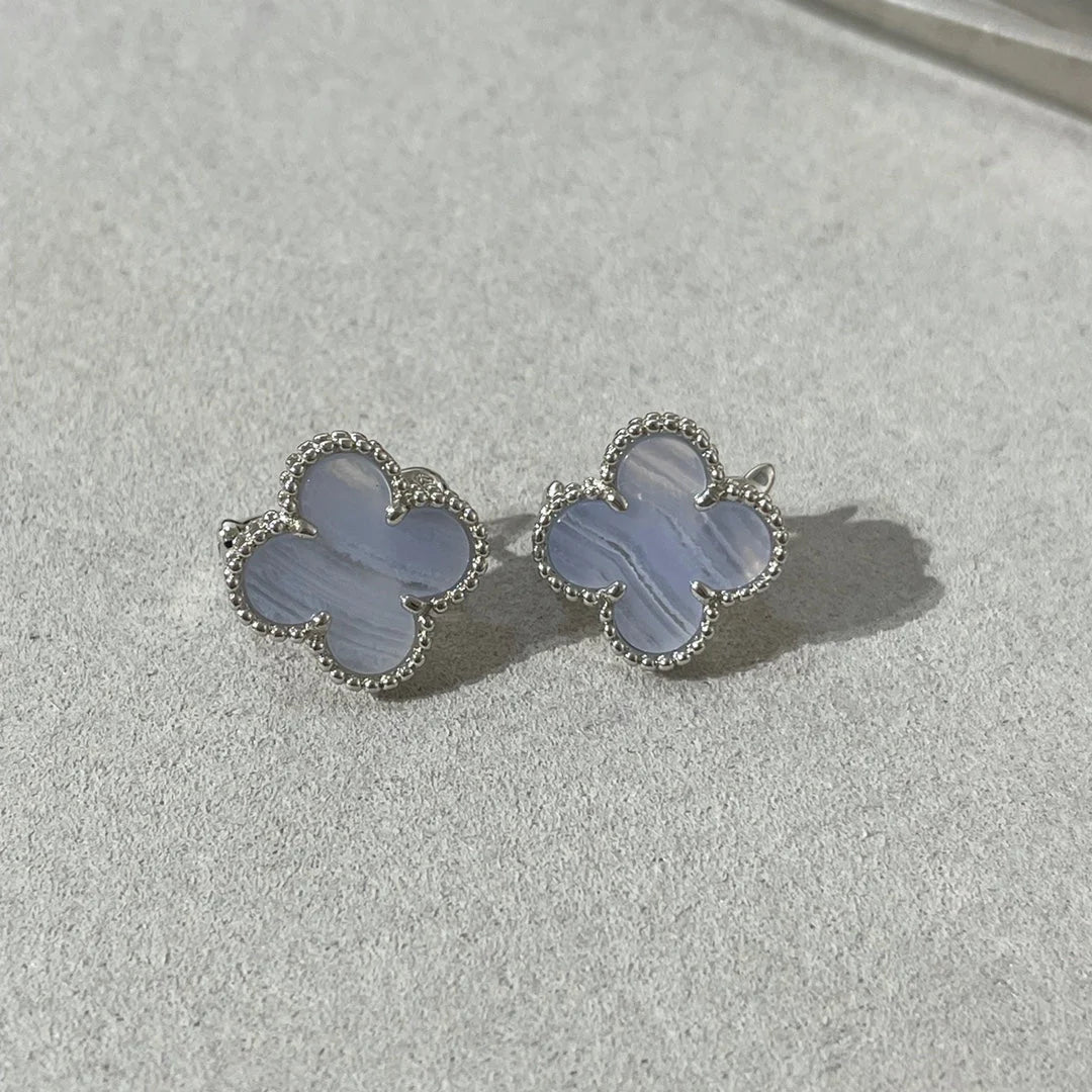 Clover Chalcedony Stud Earrings