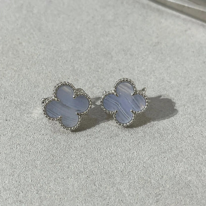 Clover Chalcedony Stud Earrings