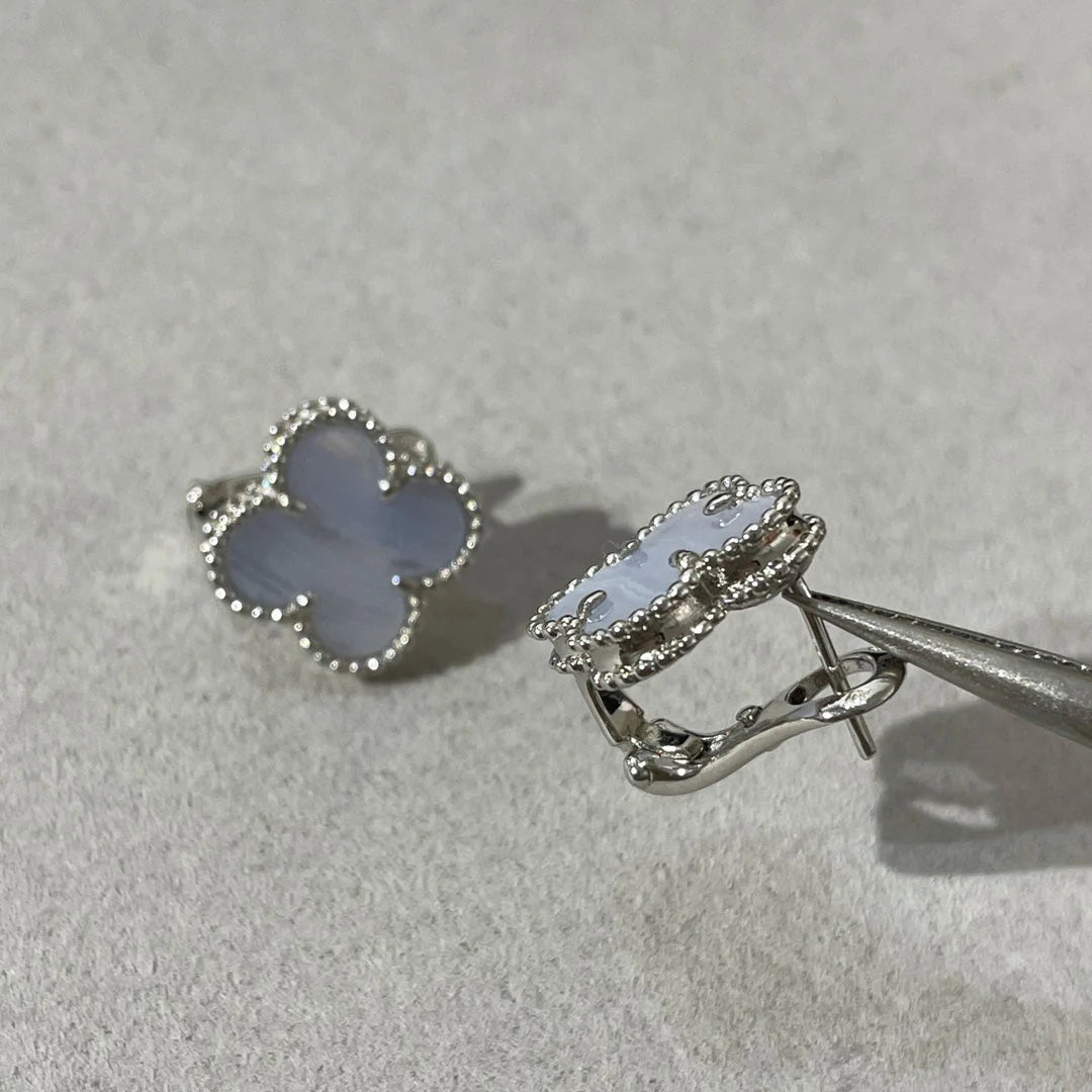 Clover Chalcedony Stud Earrings