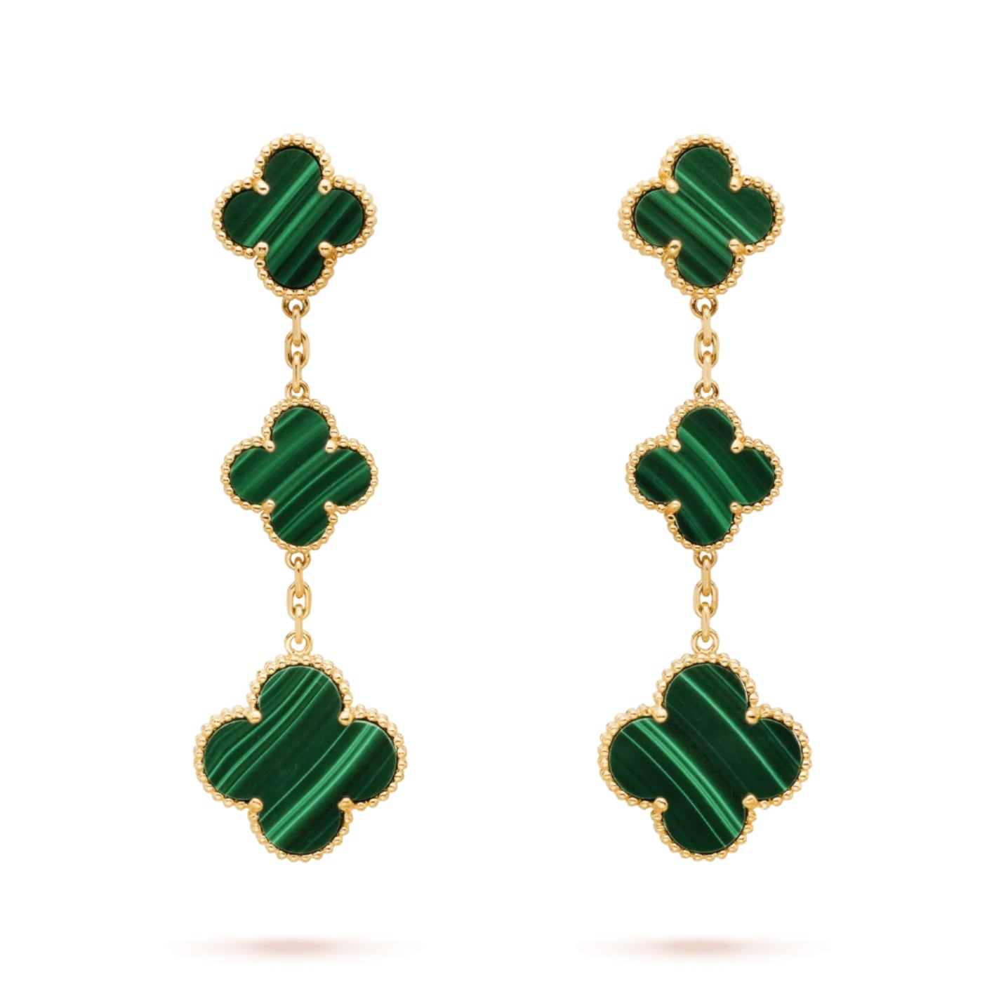 Clovers Malachite 3 Motifs Earrings