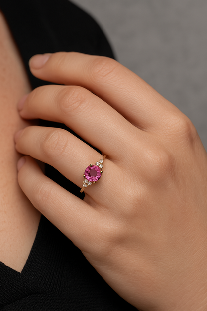 14K Pink Sapphire Juliet Ring