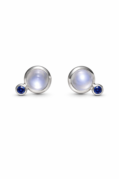 Moonstone and Blue Sapphire Earrings