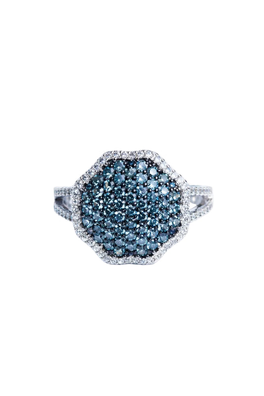 Green Sapphire And Zircon Ring