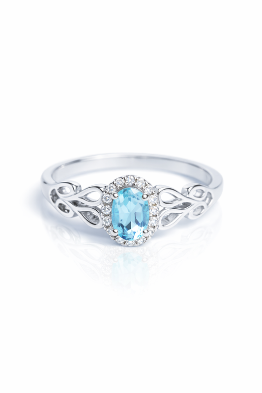 Blue Topaz And Zircon Ring