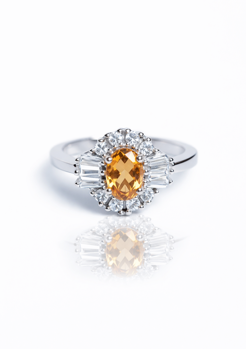 Citrine And Zircon Geometric Ring
