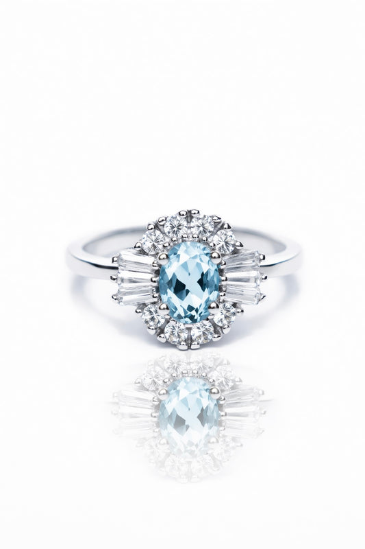Blue Topaz Geometric Ring