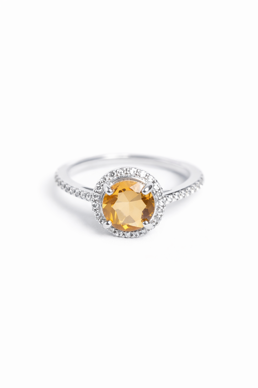 Citrine Halo Ring