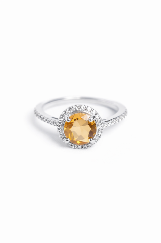 Citrine Halo Ring