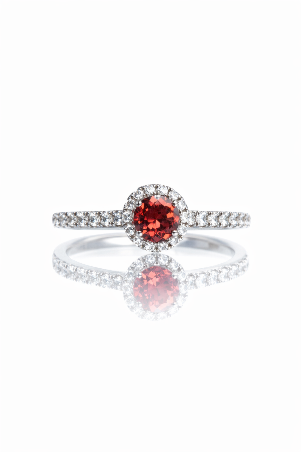 Garnet Halo Ring