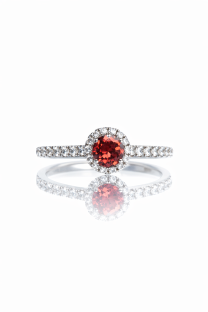 Garnet Halo Ring