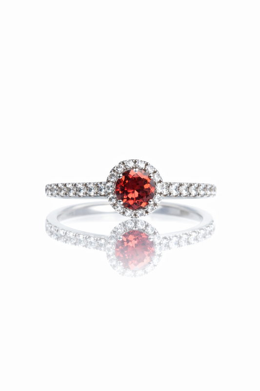 Garnet Halo Ring