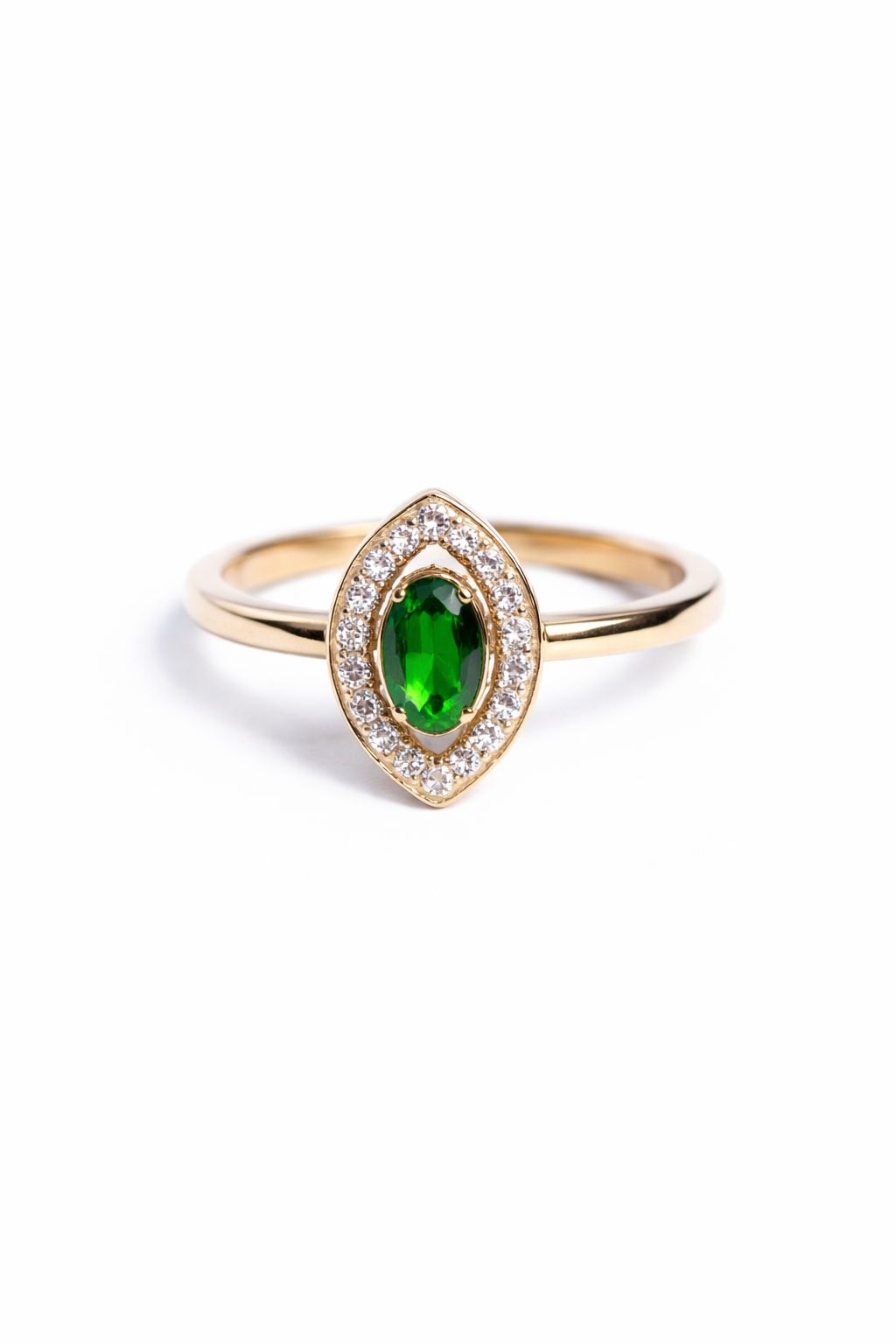 Peridot And Zircon Leaf Ring