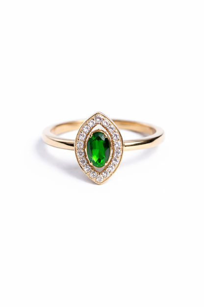 Peridot And Zircon Leaf Ring