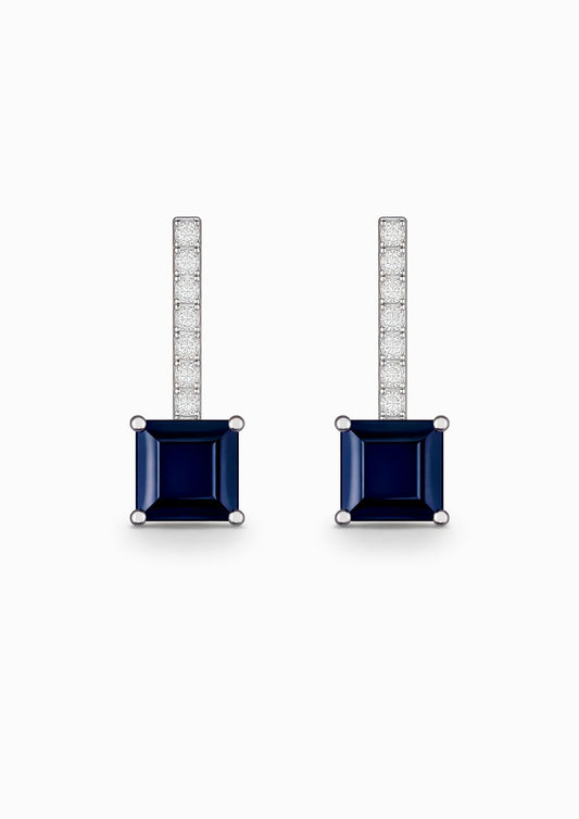 Blue Sapphire Cushion Earrings