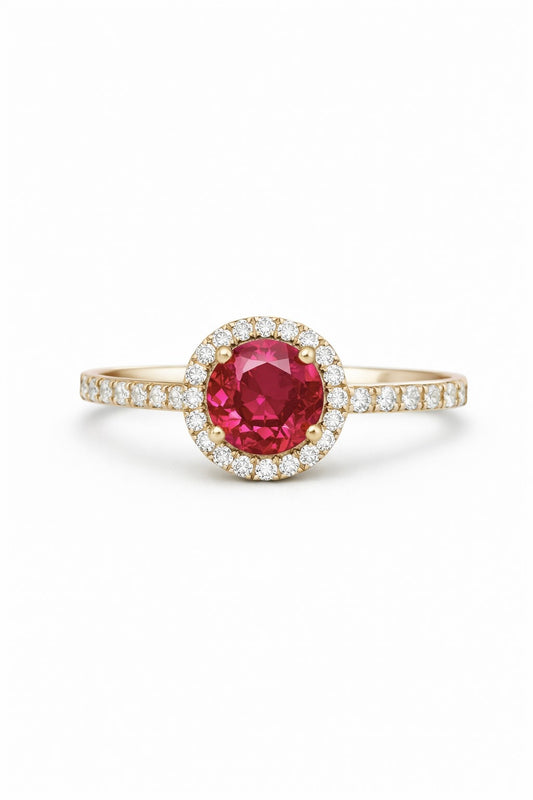 14K Ruby Halo Ring