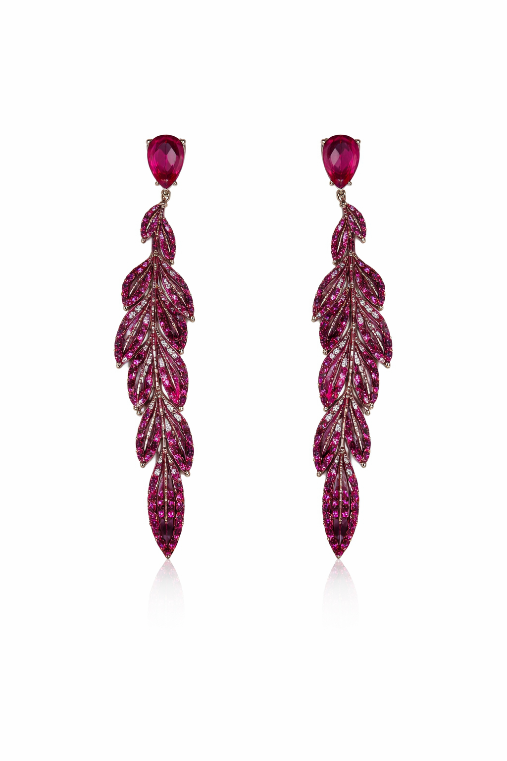 Ruby Leaf Earrings