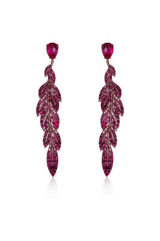 Ruby Leaf Earrings