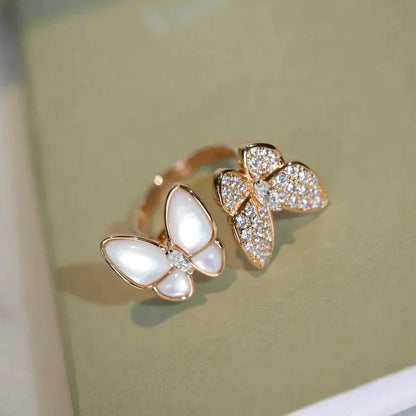 The Twin Butterfly MOP Ring