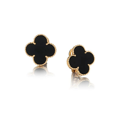 Clover Onyx Stud Earrings