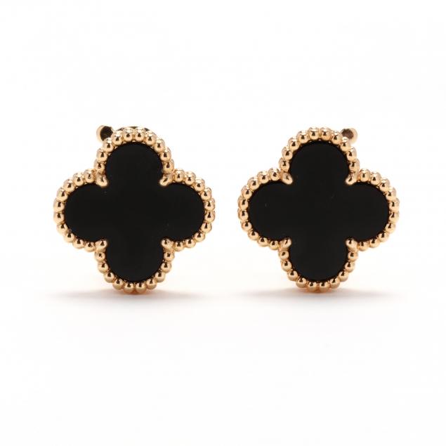 Clover Onyx Stud Earrings