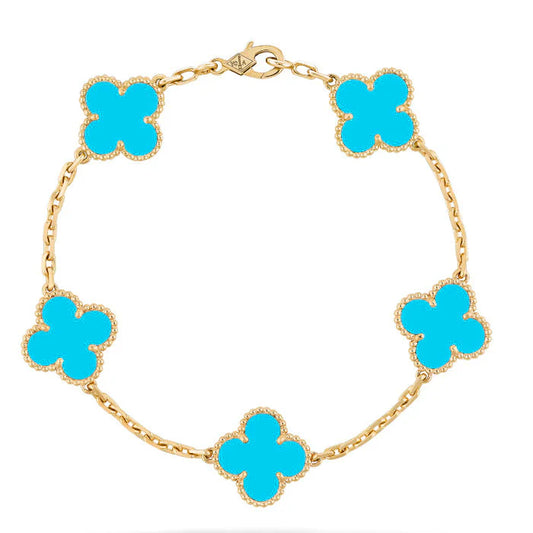 Clovers 5 Motifs Turquoise Bracelet