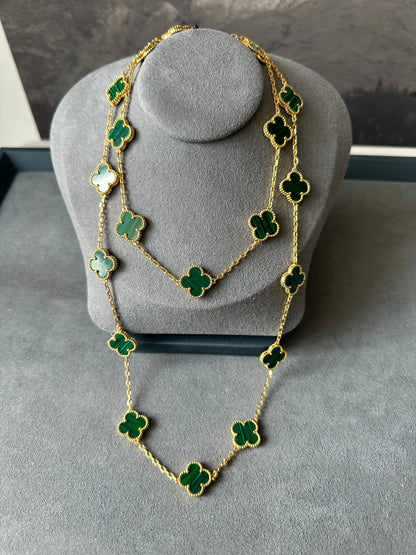 Clovers 20 Motif Malachite Necklace