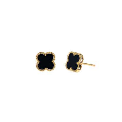 Clover Onyx Stud Earrings