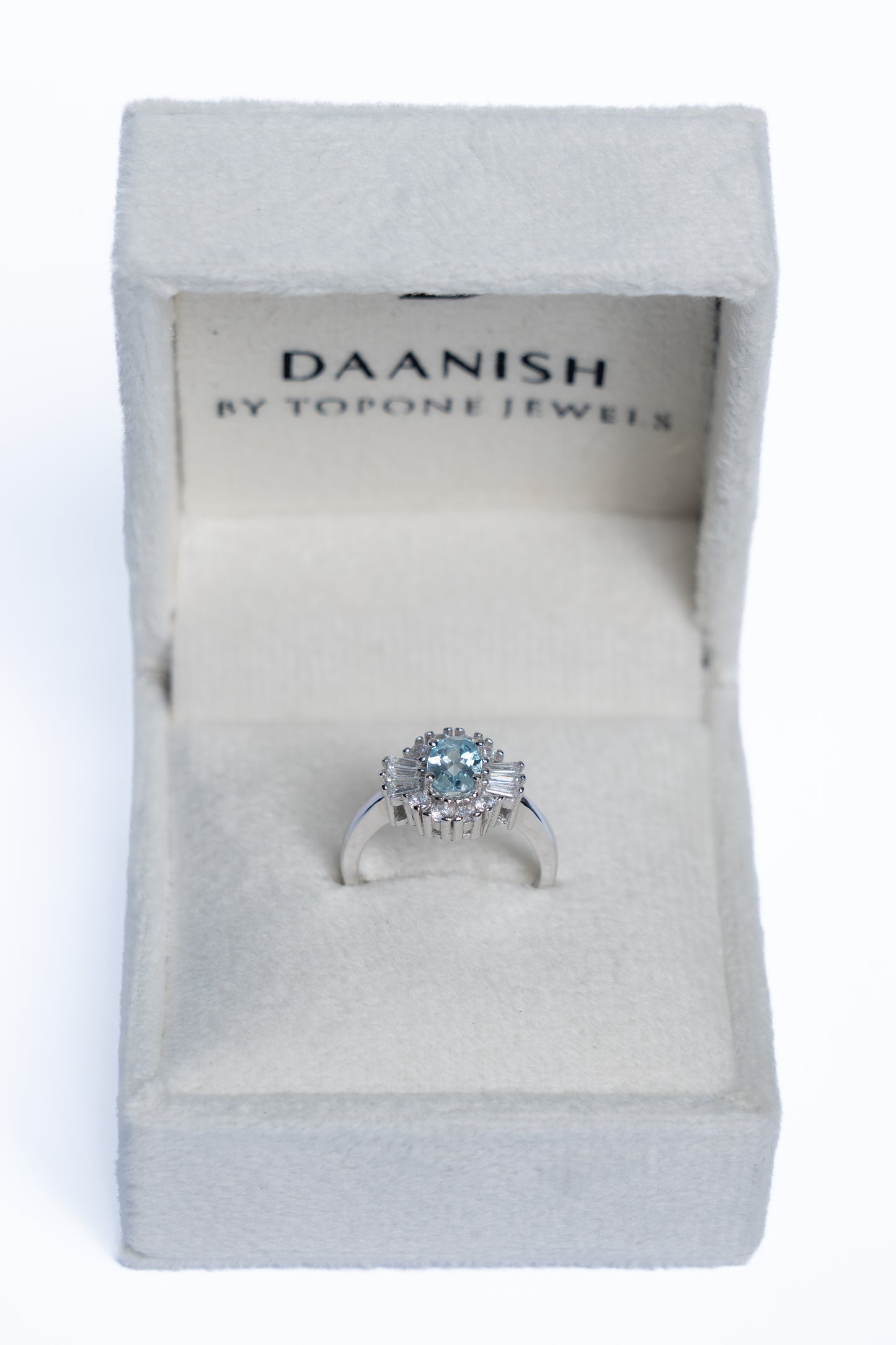 Blue Topaz Geometric Ring